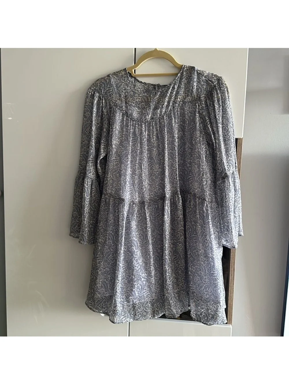 Zara Pale Blue Floral Tiered Babydoll Dress